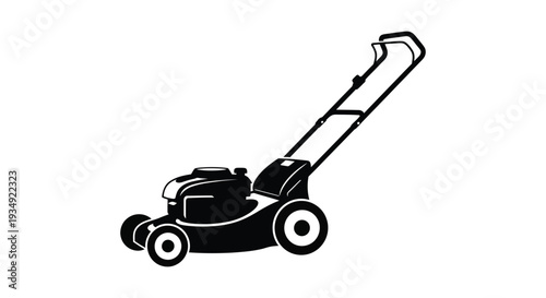 Classic push lawnmower vector graphic illustration for gardening and yard work design projects