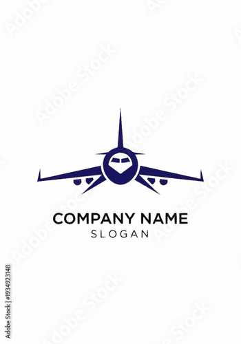 Aviation Company Logo Template with Airplane Design.