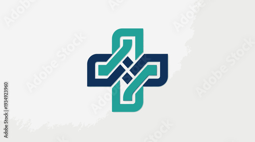 Medicross healthcare vector logo design featuring modern blue teal cross symbol, medical branding illustration, professional trustworthy hospital clinic wellness identity for healthcare services