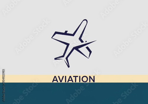 Aviation logo design with stylized airplane icon and text.
