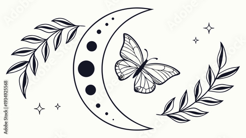 Elegant flat vector illustration of moon phases in balanced composition. Modern celestial poster perfect for minimalist interiors and contemporary home decor.