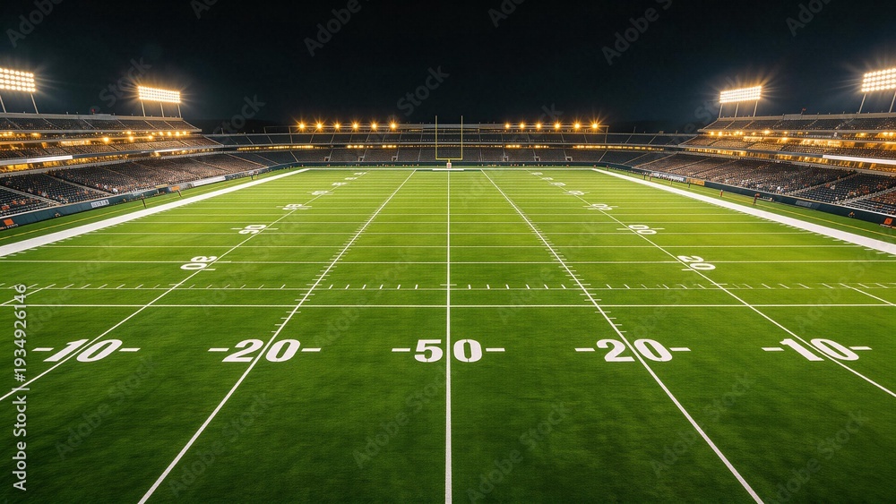 Fototapeta premium Empty American football stadium at night