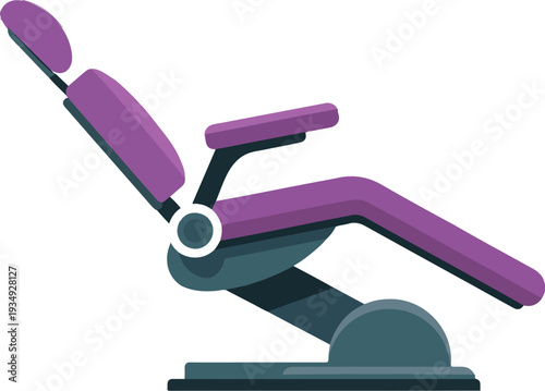 Professional purple dental chair vector illustration for modern dentistry clinics orthodontic treatment medical equipment and healthcare office interiors,