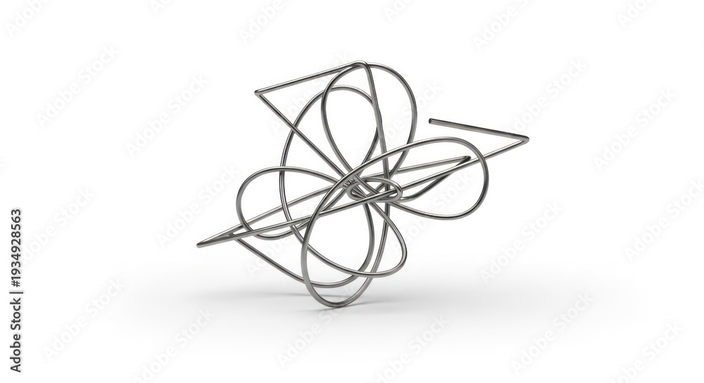 Fototapeta premium Abstract Metal Wire Sculpture Geometric Shape.