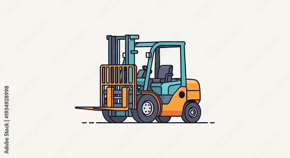 Naklejka premium Forklift truck illustration, industrial vehicle, logistics, warehouse equipment