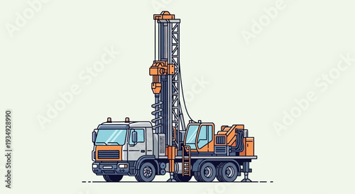 Drilling Rig Truck Illustration