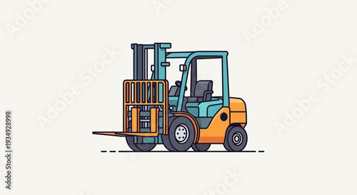 Forklift truck illustration, industrial vehicle, logistics, warehouse equipment