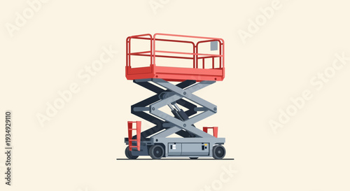 Scissor Lift Platform on Light Background