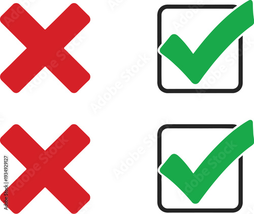 Red cross and green check icons for approval and rejection