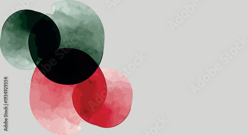 Contemporary abstract background featuring watercolor textured circles in various hues, dynamically layered to create a visually engaging and artistic pattern