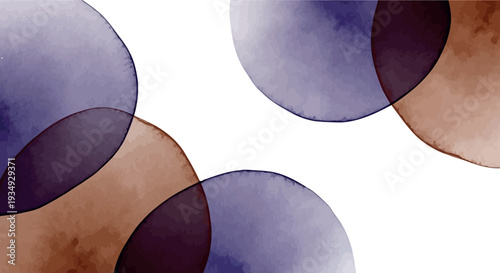 Abstract watercolor background featuring overlapping organic shapes in warm brown and deep purple hues, creating a modern and artistic texture for contemporary design projects