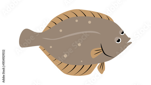 シンプルでかわいい鰈（カレイ）のイラスト　食べ物・魚のベクター素材