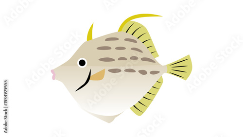 シンプルでかわいい鮍（カワハギ）のイラスト　食べ物・魚のベクター素材
