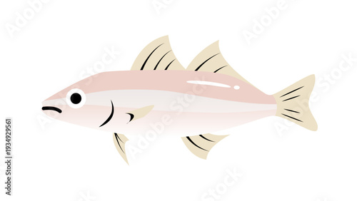 シンプルでかわいい鱚（キス）のイラスト　食べ物・魚のベクター素材