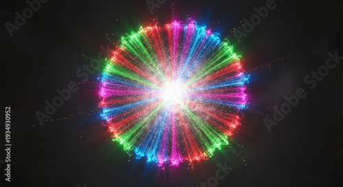 Vibrant Colorful Energy Explosion Bursting Outwards.
