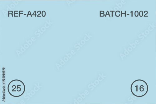 Visual representation of batch information and numbers on a light blue background from a straightforward viewpoint