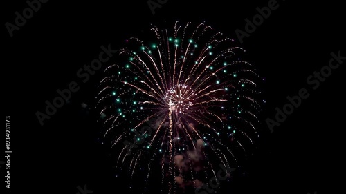 Brilliant fireworks blooming in the night sky, brilliant fireworks celebration