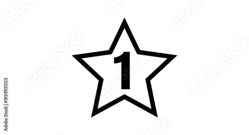 Black outline star with number one inside.