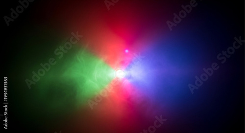 Abstract colorful light explosion with lens flare effect.