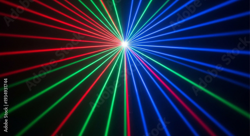 Colorful Laser Beams Radiating from a Central Point.