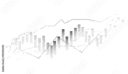 Dither Financial Market Chart with Candlestick and Trend Lines