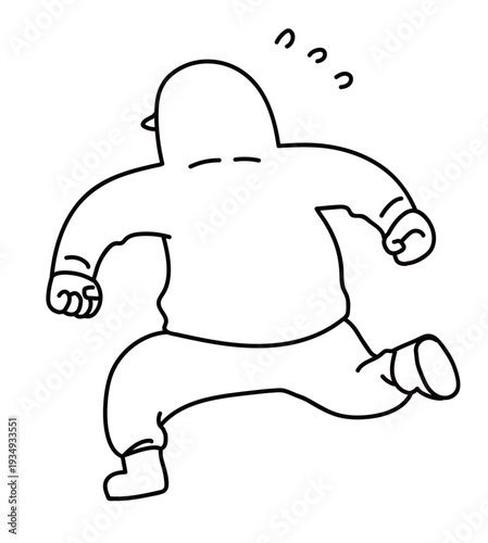 慌てて逃げる犯人_線画