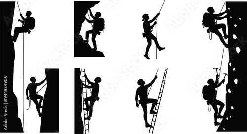 Vector silhouettes of dancing girls and women in black illustration style