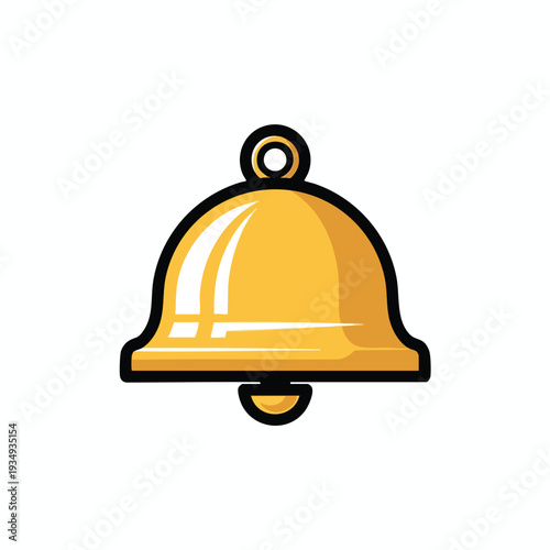 Golden Bell Icon on White Background