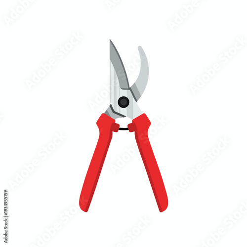 Red handled pruning shears on white background
