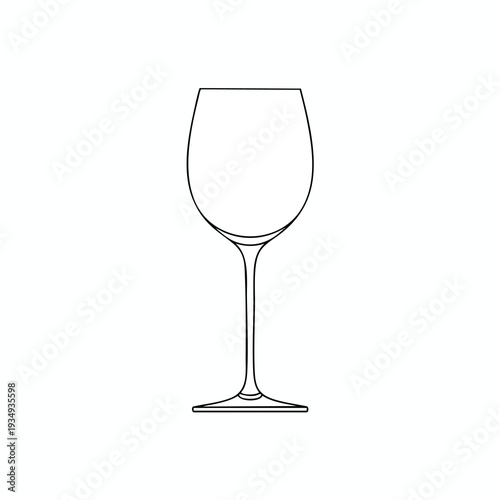 Simple Line Drawing of an Empty Wine Glass