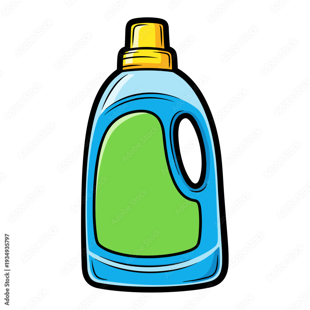 Obraz premium Laundry detergent bottle vector illustration in playful modern cartoon style