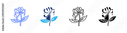 Honeysuckle Multiple Style Icon Set Vector 