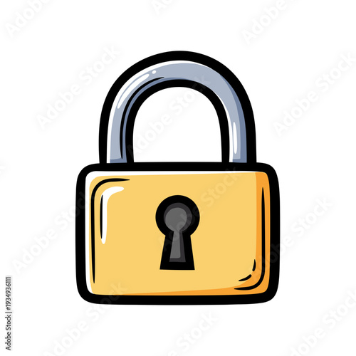 Simple padlock in bold graphic vector illustration with flat vibrant colors for security concept