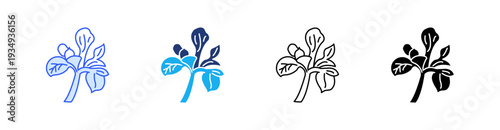 Iris Flower Multiple Style Icon Set Vector 