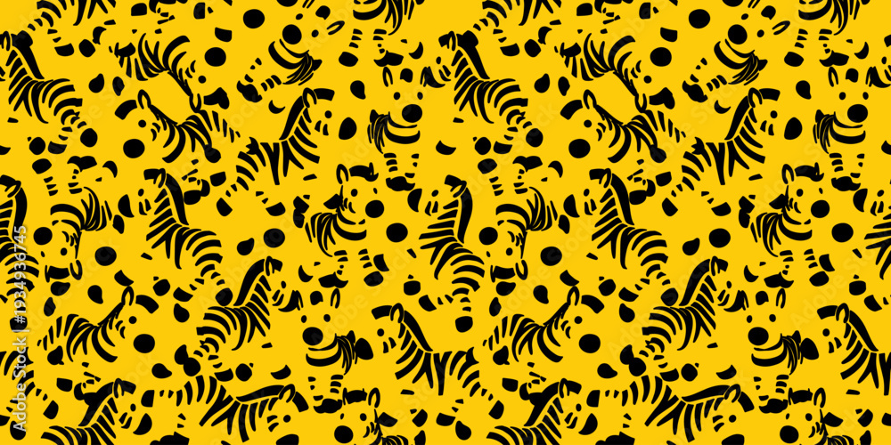 Fototapeta premium 黄色いシマウマ柄シームレスパターン