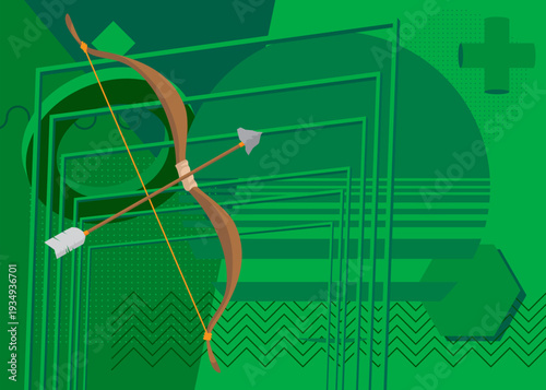 Ancient arrow geometrical graphic retro theme background. Minimal geometric elements. Vintage abstract shapes vector illustration.