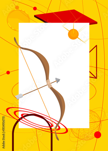 Ancient arrow geometrical graphic retro theme background. Minimal geometric elements. Vintage abstract shapes vector illustration.