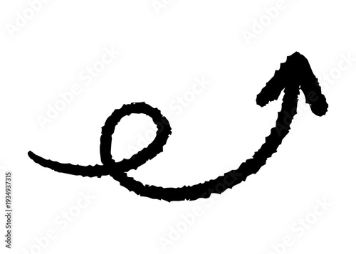 手書きのくるくる矢印 上向き 上昇