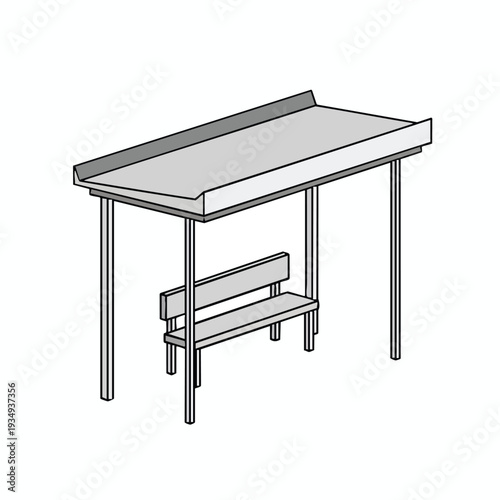 Simple Metal Workbench Illustration