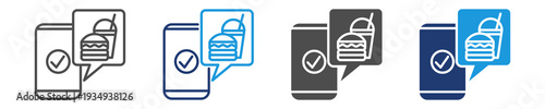 food ordering icon set multiple style