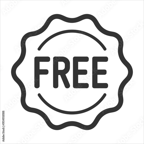 Round Badge with Wavy Edges Featuring the Word FRE in Capital Letters free freebie