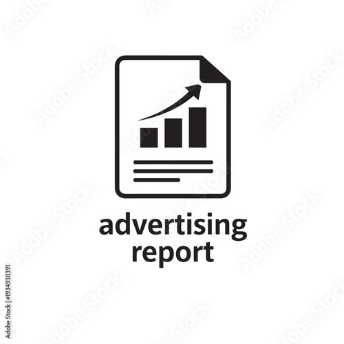 Black advertising report with graph and arrow