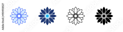 Sunflower Multiple Style Icon Set Vector 