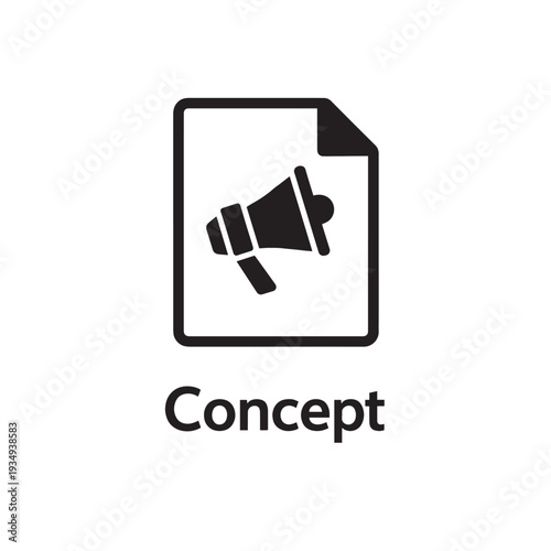 Black and white of a document with a megaphone concept 1