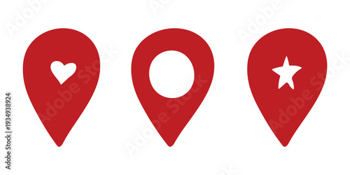 Set of hand drawn map pin Map marker pointer sign GPS and mapping tools Location pin symbol Pinpoint clipart in doodle style Single element for web, design