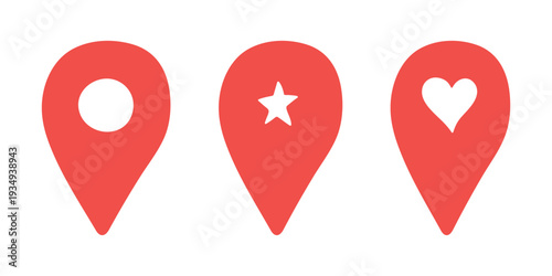 Set of hand drawn map pin Map marker pointer sign GPS and mapping tools Location pin symbol Pinpoint clipart in doodle style Single element for web, design