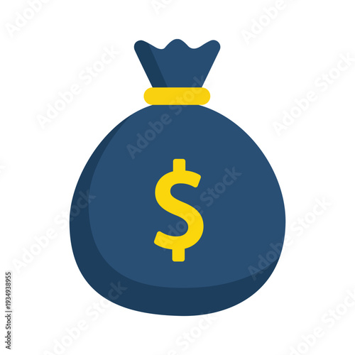 Money Bag Icon: Illustrative representation of financial wealth, featuring a closed money bag adorned with the US dollar symbol. Ideal for financial themes and business concepts.