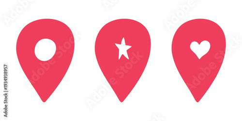 Set of hand drawn map pin Map marker pointer sign GPS and mapping tools Location pin symbol Pinpoint clipart in doodle style Single element for web, design