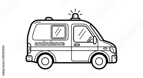 Ambulance vector line art illustration