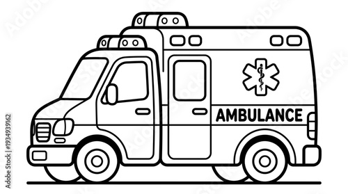 Wallpaper Mural Ambulance vector illustration, emergency medical vehicle, clean outline Torontodigital.ca